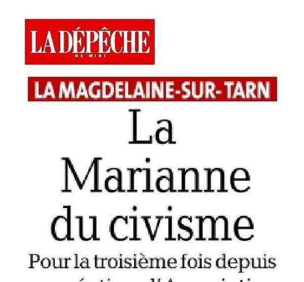 Isabelle Gayraud reçoit la Marianne du civisme pour sa commune de La Magdelaine-sur-Tarn