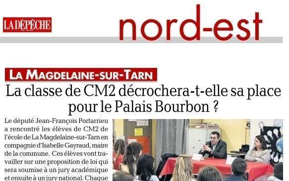 L'école de la Madgelaine-sur-Tarn choisie pour le Parlement des Enfants 2018 