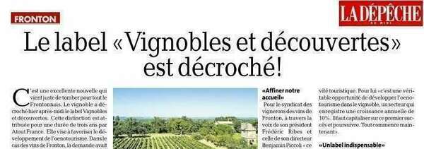 Le Frontonnais obtient le label "Vignobles et Découvertes"