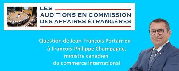 Mon intervention en commission des affaires étrangères lors de l'audition de François Philippe Champagne, ministre canadien du commerce international