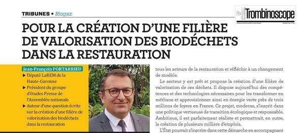Ma tribune en faveur de la création d'une filière de valorisation des biodéchets dans la restauration