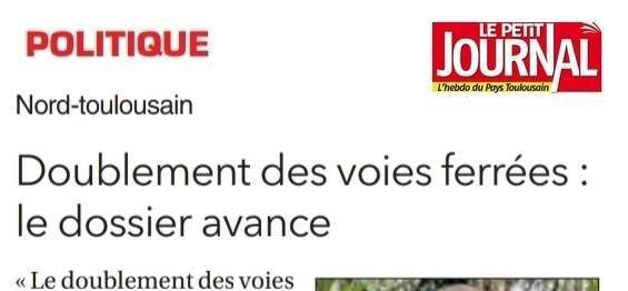 Ma réaction sur l'avancement des Aménagements Ferroviaires du Nord Toulousain