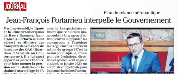 Ma question au Gouvernement sur l'implantation à Toulouse de la chaîne d'assemblage de l'A321 XLR d'Airbus