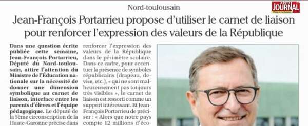 Ma proposition au Gouvernement d'utiliser le carnet de liaison scolaire comme support des valeurs de la République