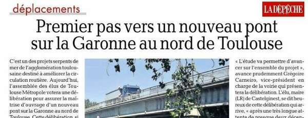 Premiers pas vers un nouveau pont sur la Garonne  au Nord de Toulouse