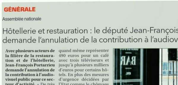 Ma demande d'annulation de la contribution à l'audiovisuel public pour les restaurants,hôtels et loisirs nocturnes