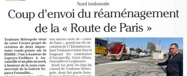 Mon vote métropolitain en faveur de travaux de réaménagement de la Route de Paris