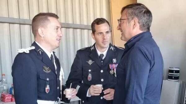 A la prise de commandement du capitaine Cocaud à la gendarmerie de Castelginest