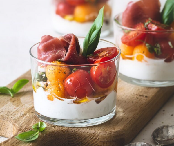 Verrine de jambon cru et ricotta