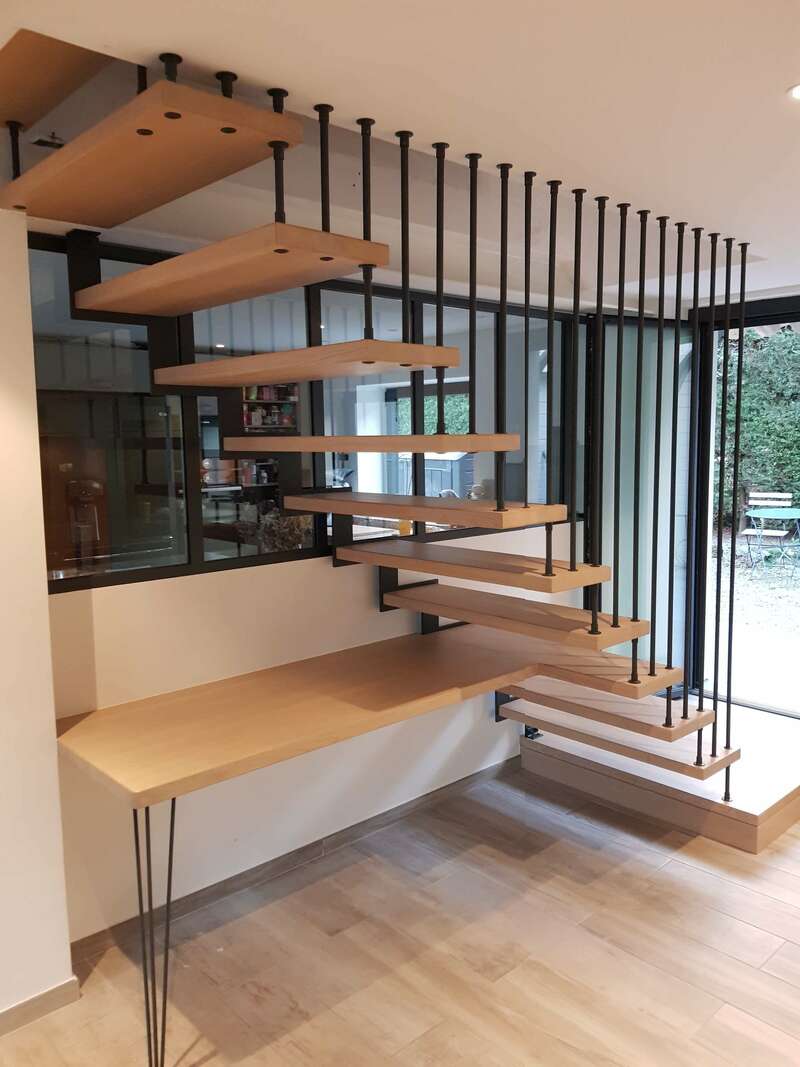 escalier bois et métal moderne