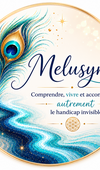 Logo Melusyna handicap invisible plume paon fleur de vie