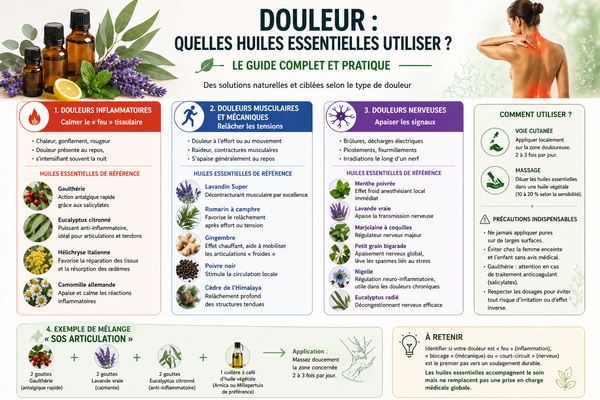 Douleur : quelles huiles essentielles utiliser ? (Le Guide Complet et Pratique)