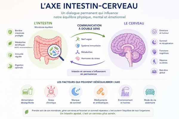 Axe intestin-cerveau : microbiote, stress, sommeil et émotions