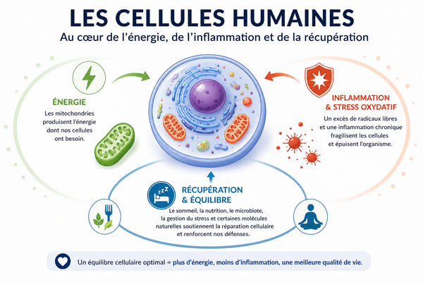 Les cellules humaines : énergie, inflammation, stress oxydatif et récupération
