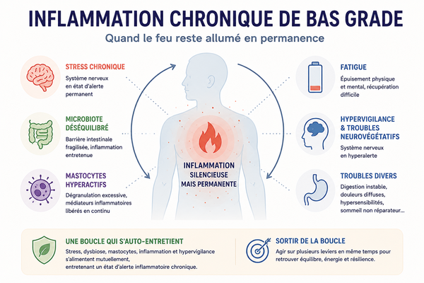 Inflammation chronique de bas grade : quand le feu reste allumé en permanence 