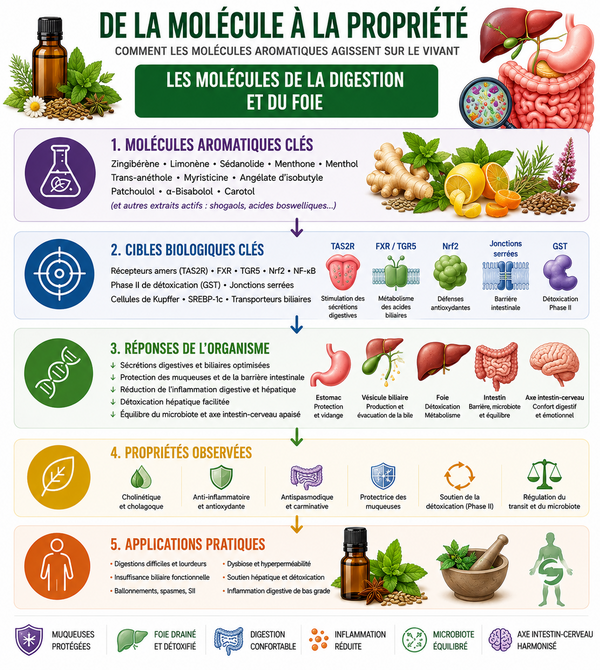 De la molécule à la propriété : les molécules de la digestion et du foie