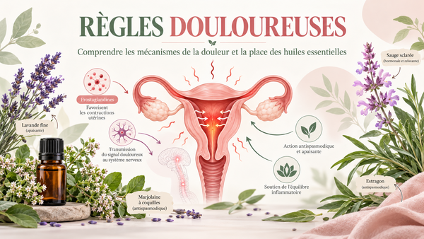 Règles douloureuses : comprendre les mécanismes de la douleur et la place des huiles essentielles