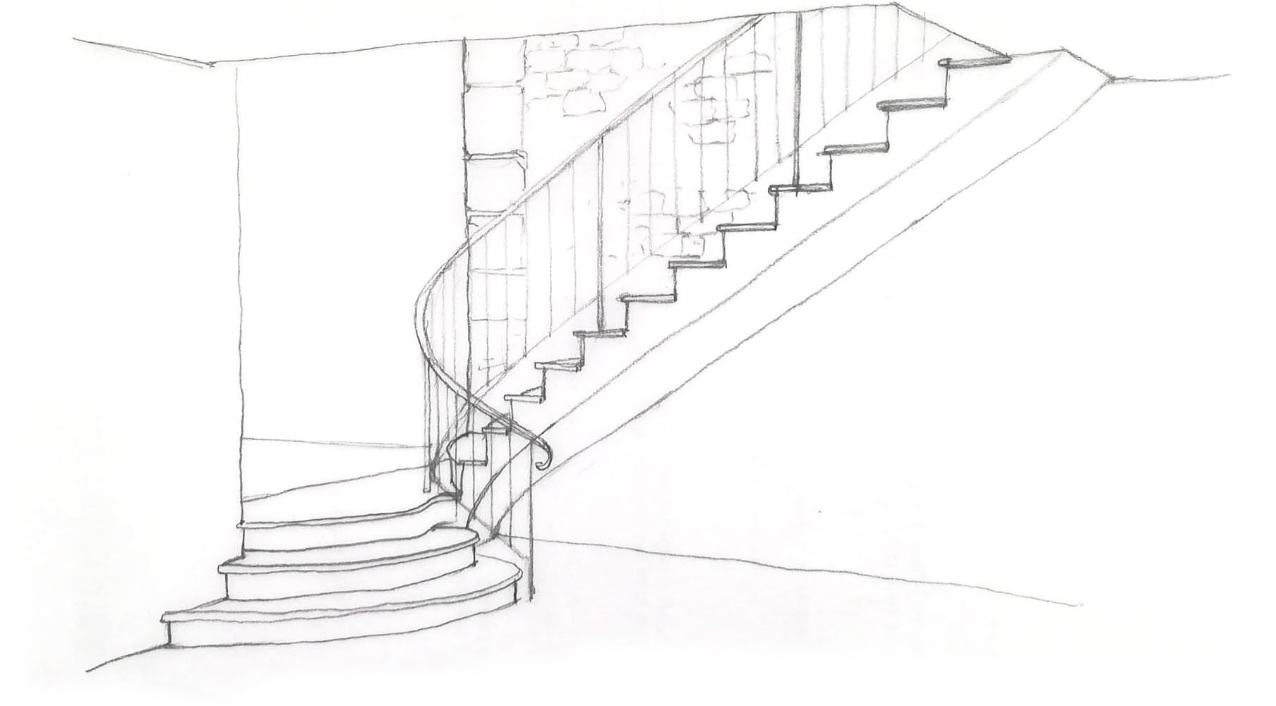 Escalier fluide et lumineux dans mas provençal
