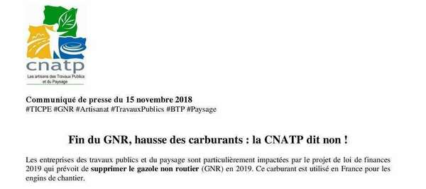 Fin du GNR, hausse des carburants : la CNATP dit non !