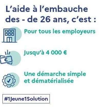  Rappel : Aide à l’embauche des jeunes de moins de 26 ans.