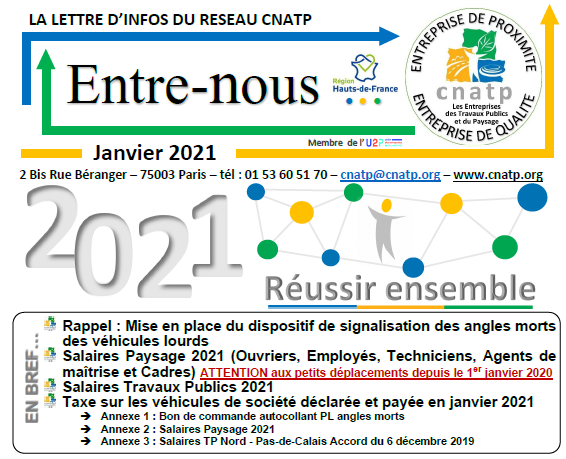 Lettre d'informations CNATP Hauts de France de Janvier  2021