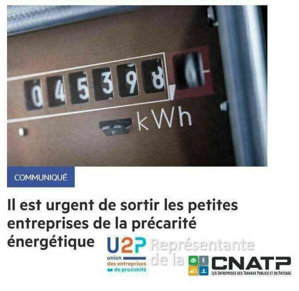 Augmentations de l'électricité et/ou du gaz : Il est urgent de sortir les petites entreprises de la précarité énergétique  !