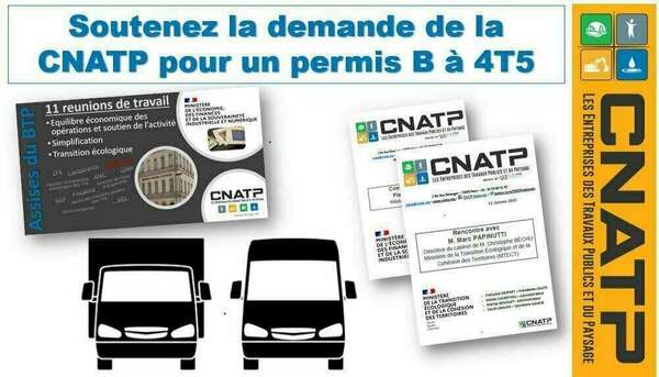 Soutenez la demande de la CNATP pour un permis B à 4,5 Tonnes