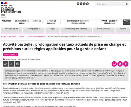Précisions sur les règles applicables en matière d’activité partielle pour la garde d’enfant