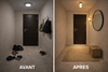 Avant après entrée appartement organisation, effet de halo entrée rénovation, transformation entrée budget réduit