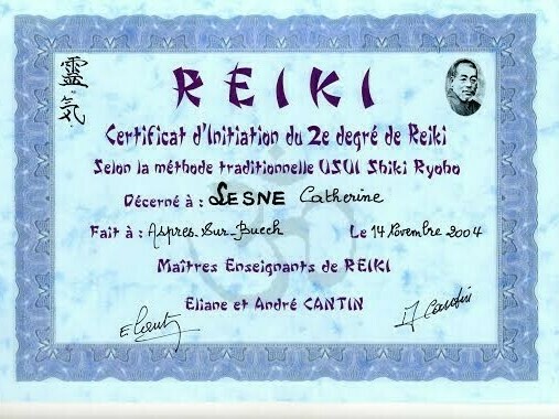 Diplôme de Catherine Lesne - Massages & Soins énergétiques - Saint-Priest