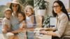 Deux images, à gauche, une maman sereine avec ses deux filles, à droite une femme d'affaires assurée à son ordinateur. Au centre, un logo symblisant l'équilibre.