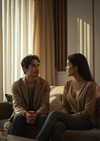 Couple qui retrouve le dialogue en thérapie