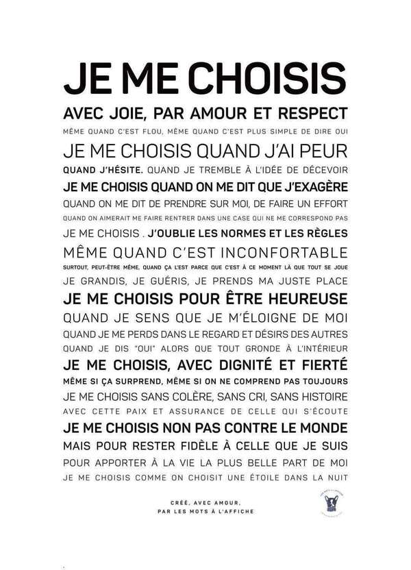 JE ME CHOISIS 