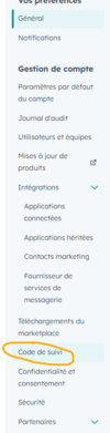 code de suivi hubspot