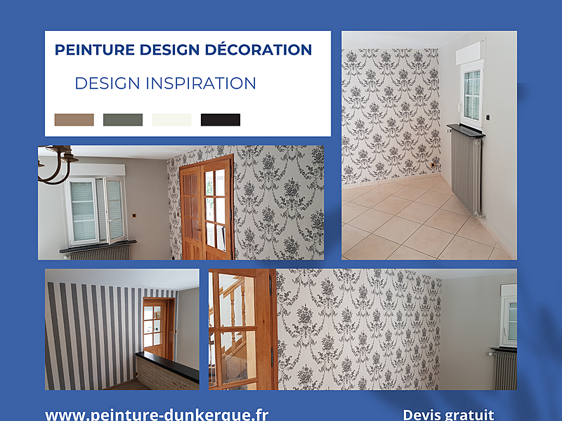 Projets papier peint, peinture, béton ciré parquets réalisé par Peinture Design Décoration