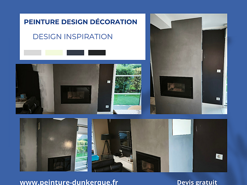 Projets papier peint, peinture, béton ciré parquets réalisé par Peinture Design Décoration