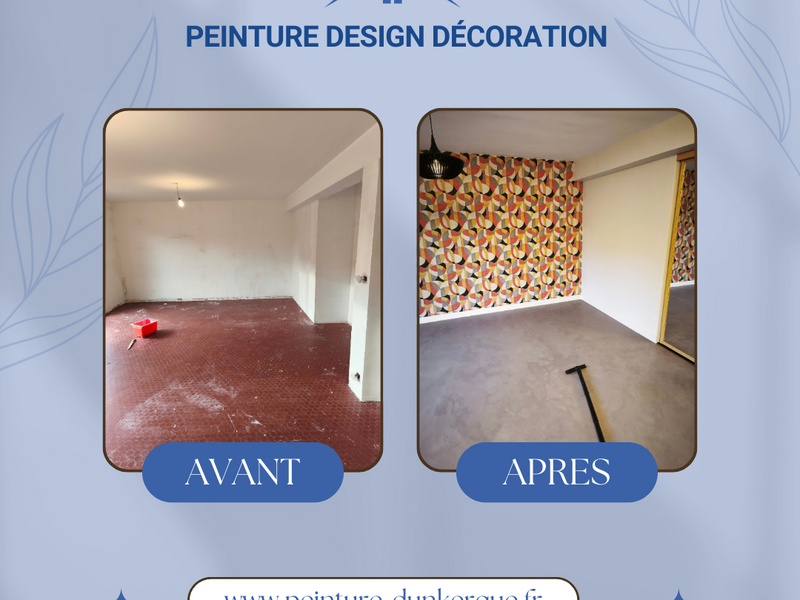 Projets papier peint, peinture, béton ciré parquets réalisé par Peinture Design Décoration