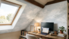 Décor mural ciel nuageux sur pignon pour espace travail