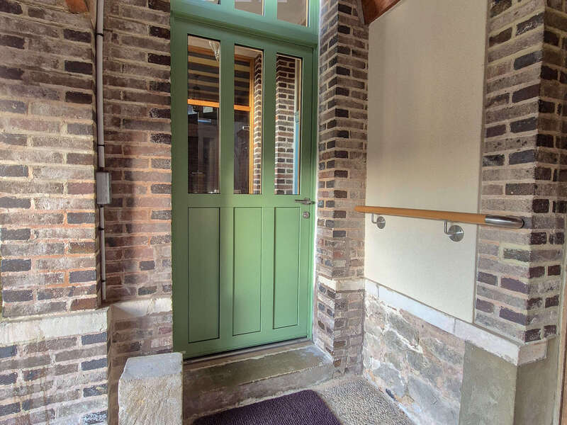 Porte d'entrée gamme traditionnel mixte avec imposte - Vue extérieur 