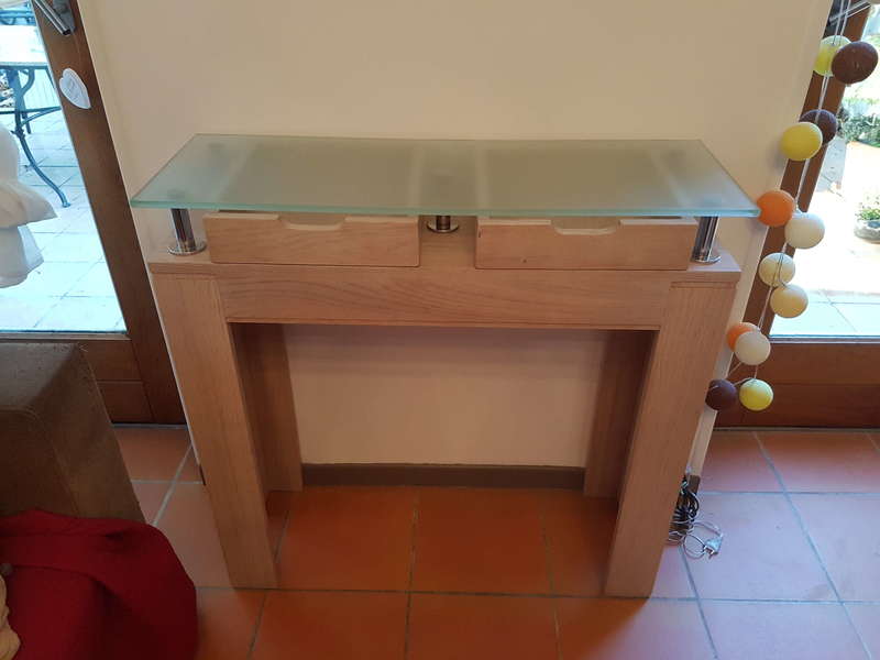 Console en chêne massif blanchi