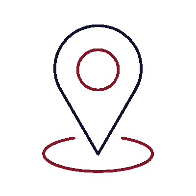 Wired outline 53 location pin on round map hover jump  1 