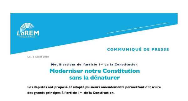 Communiqué de presse - Modification de l'article 1er de la Constitution
