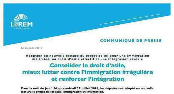Communiqué de presse - Adoption en nouvelle lecture du projet de loi pour une immigration maîtrisée [...]
