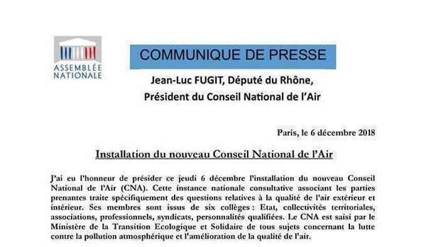 [Communiqué de Presse] - Installation du nouveau Conseil National de l'Air