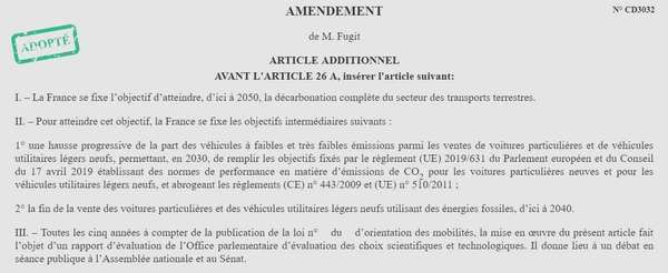 #Loi d'Orientation des Mobilités - Inscription de l’objectif de neutralité carbone d’ici 2050