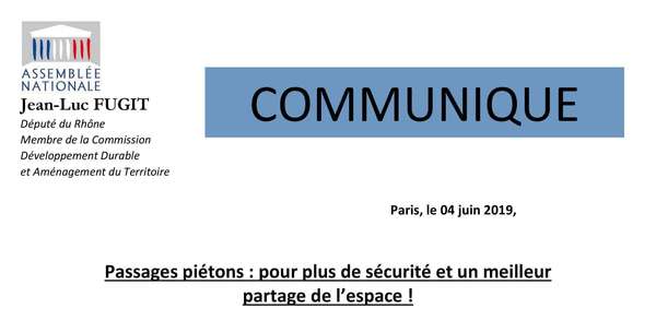 #Loi d'Orientation des Mobilités - Communiqué sur la sécurisation des passages piétons