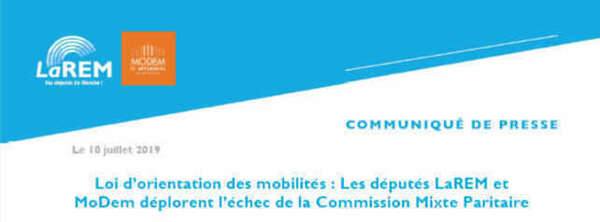 #Loi d'Orientation des Mobilités - Echec de la commission mixte paritaire
