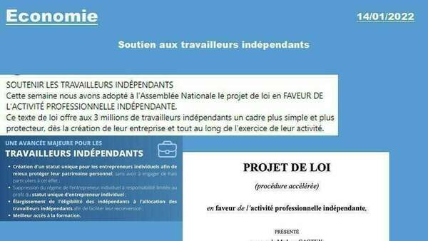 #Economie Soutien aux indépendants
