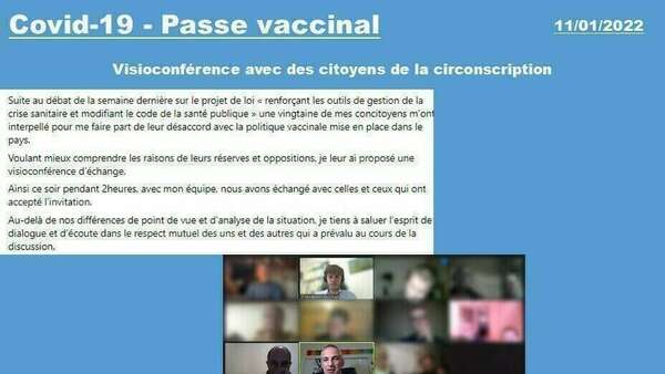 #Covid-19 Visioconférence sur le passe vaccinal