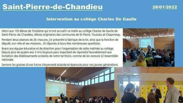 #Saint-Pierre-de-Chandieu Intervention au collège Charles de Gaulle